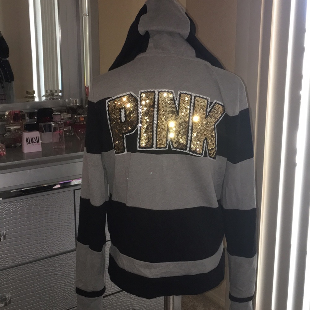 Grey black PINK hoodie - Picture 2 of 5